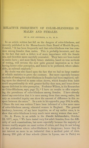 Relative frequency of color-blindness in males and females