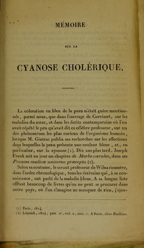 M©♭moire sur la cyanose chol©♭rique