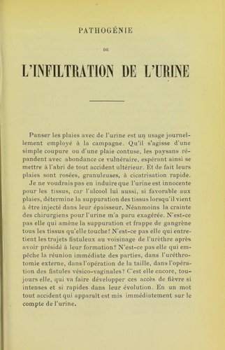 Pathog©♭nie de l'infiltration de l'urine