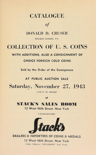 Catalogue of Donald D. Cruser ...