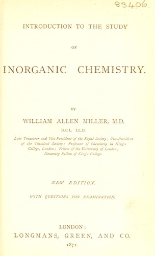 Introduction to the study of inorganic chemistry