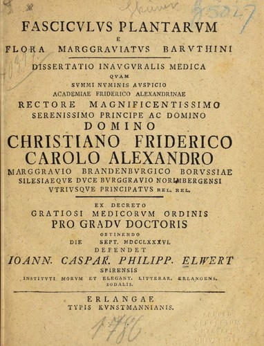 Fasciculus plantarum e flora Marggraviatus Baruthini