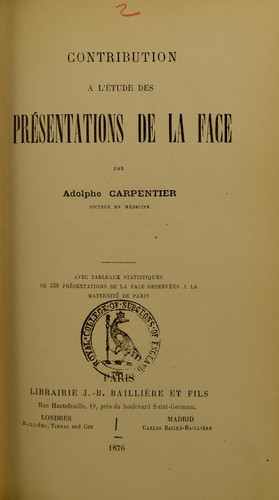 Contribution ©  l'©♭tude des pr©♭sentations de la face