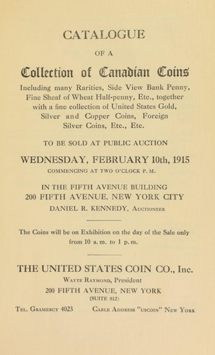 Catalogue of a collection of Canadian coins