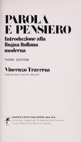 Parola e pensiero : introduzione alla lingua italiana moderna