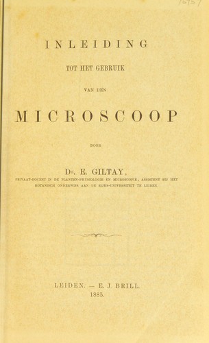 Inleiding tot het gebruik van den microscoop