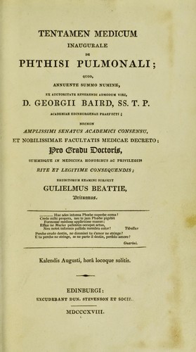 Tentamen medicum inaugurale de phthisi pulmonali ..