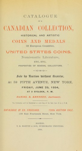 Catalogue of a Canadian collection ... United States coins ...