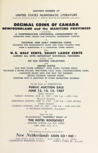 59th catalogue of United States coins