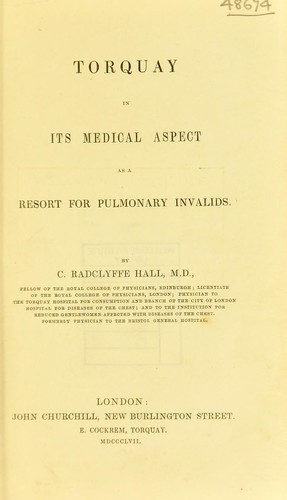 Torquay in its medical aspect as a resort for pulmonary invalids