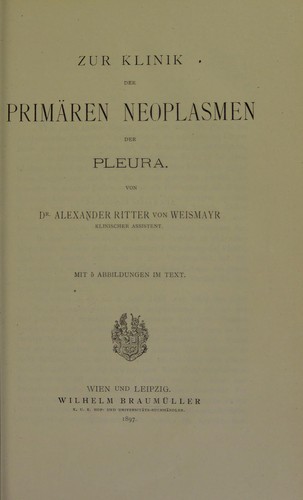 Zur Klinik der primaren Neoplasmen der Pleura