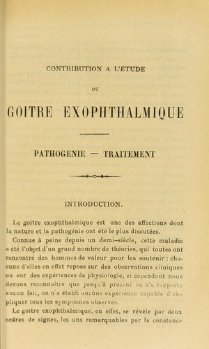 Contribution ©  l'©♭tude du go©ʾtre exophthalmique