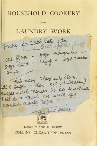 Household cookery and laundry work