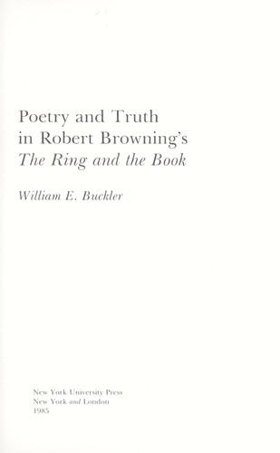 Poetry and truth in Robert Browning's The ring and the book