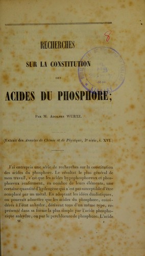Recherches sur la constitution des acides du phosphore