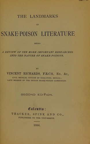 The landmarks of snake-poison literature