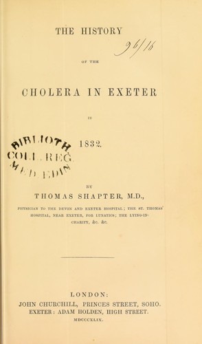 The history of cholera in Exeter in 1832