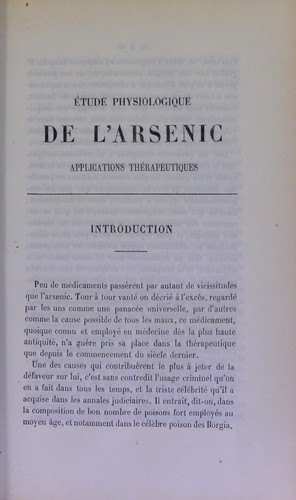 ©tude physiologique de l'arsenic