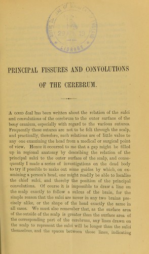 Observations on the relation of the principal fissures and convolution[s] of the cerebrum to the outer surface of the scalp