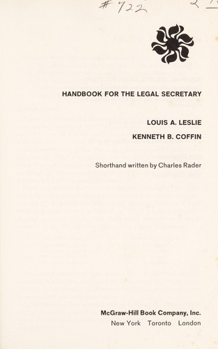 Handbook for the Legal Secretary