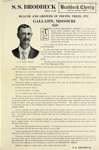 S.S. Brodbeck owner of the Brodbeck Cherry