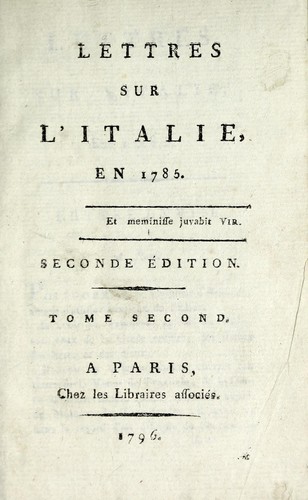 Lettres sur l'Italie en 1785