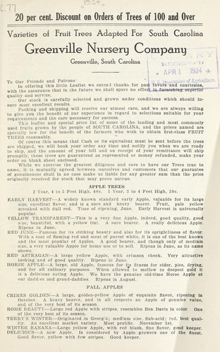 Varieties of fruit trees adapted for South Carolina