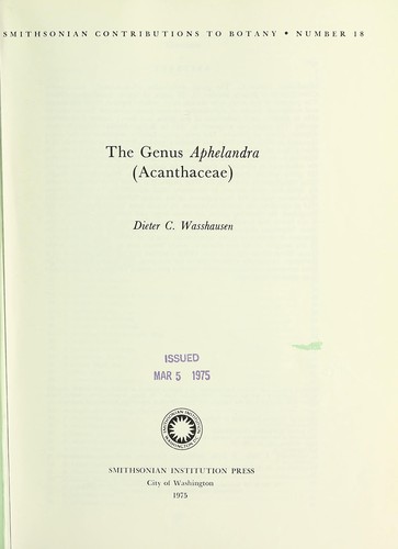 The genus Aphelandra (Acanthaceae)