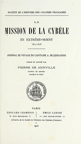 La mission de la Cybèle en Extrême-Orient, 1817-1818