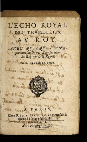 L'echo royal des Thuilleries au roy