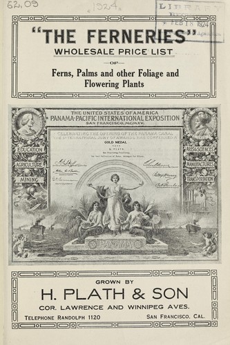 Wholesale price list of ferns, palms and other foliage and flowering plants