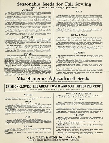 Seasonable seeds for fall sowing ; Miscellaneous agricultural seeds