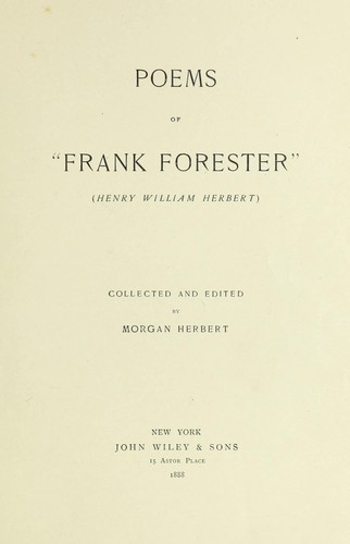 Poems of "Frank Forester" (Henry William Herbert)