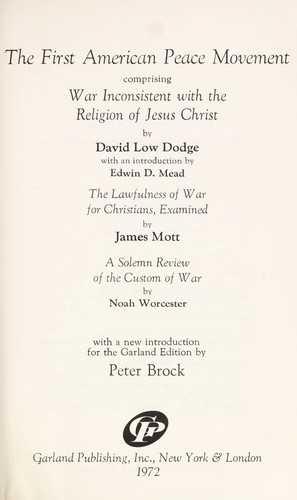 The First American peace movement