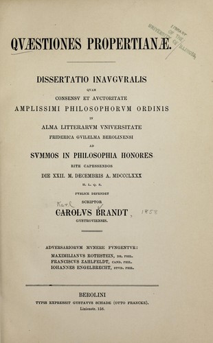 Qv©Œstiones Propertian©Œ