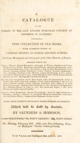 A catalogue of the library ... with numerous works of Catholic divinity