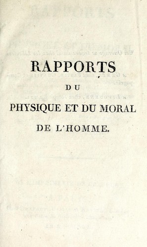 Rapports du physique et du moral de l'homme