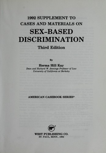 1992 supplement to Cases and materials on sex-based discrimination