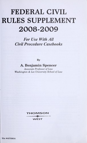 Federal civil rules supplement 2008-2009