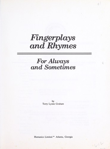 Fingerplays and rhymes : for always and sometimes