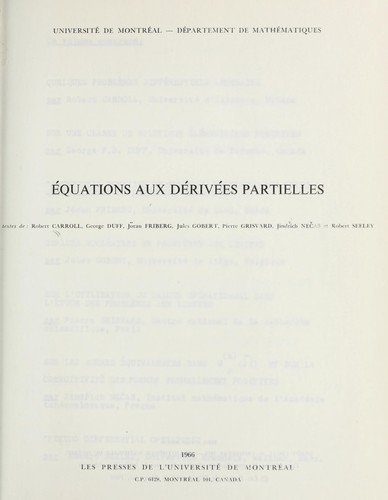 E quations aux de rive es partielles