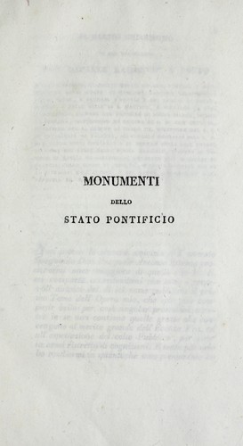Monumenti dello Stato pontificio e relazione topografica di ogni paese