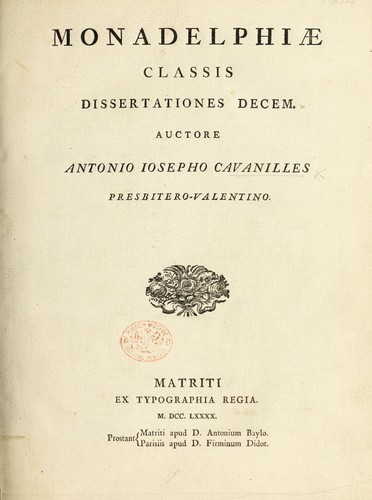 Monadelphiae classis, dissertationes decem