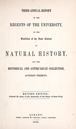 Third annual report of the Regents of the University on the condition of the State Cabinet of Natural History and the Historical and Antiquarian Collection annexed thereto
