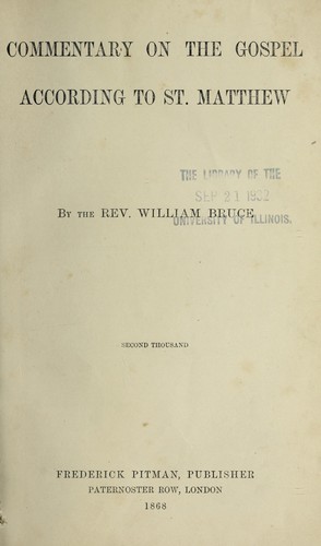 Commentary on the Gospel according to St. Matthew