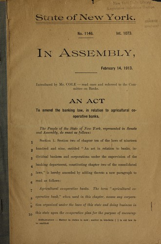 An act to amend the banking law, in relation to agricultural cooperative banks