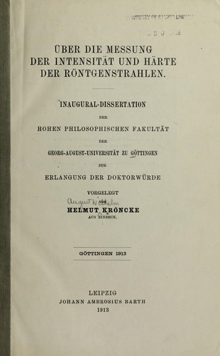 U ber die Messung der Intensita t und Ha rte der Ro ntgenstrahlen