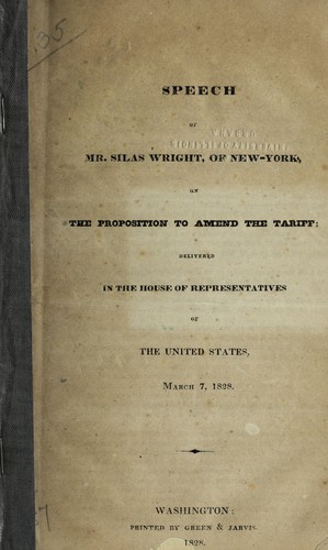Speech of Mr. Silas Wright, of New-York, on the proposition to amend the tariff