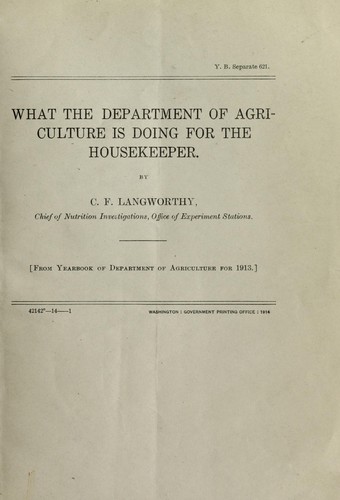 What the department of agriculture is doing for the housekeeper