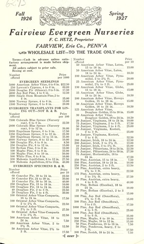 Wholesale list to the trade only